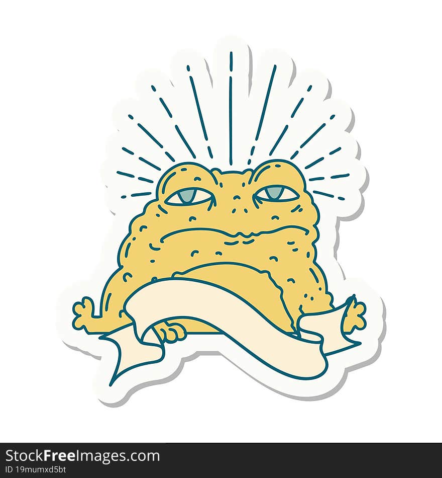 sticker of tattoo style toad character