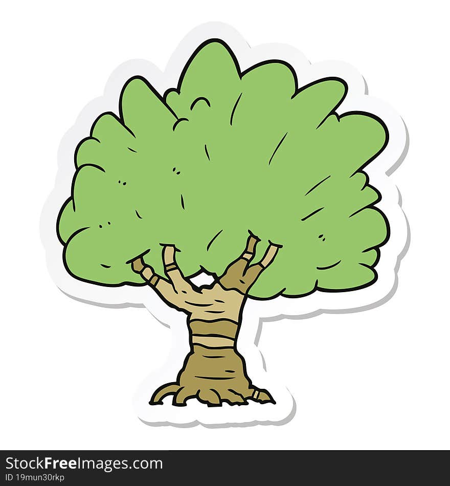 sticker of a cartoon tree