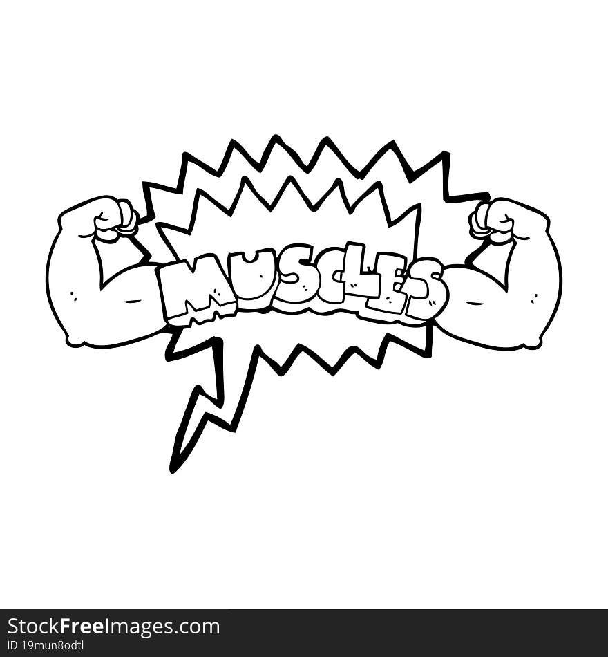 speech bubble cartoon muscles symbol