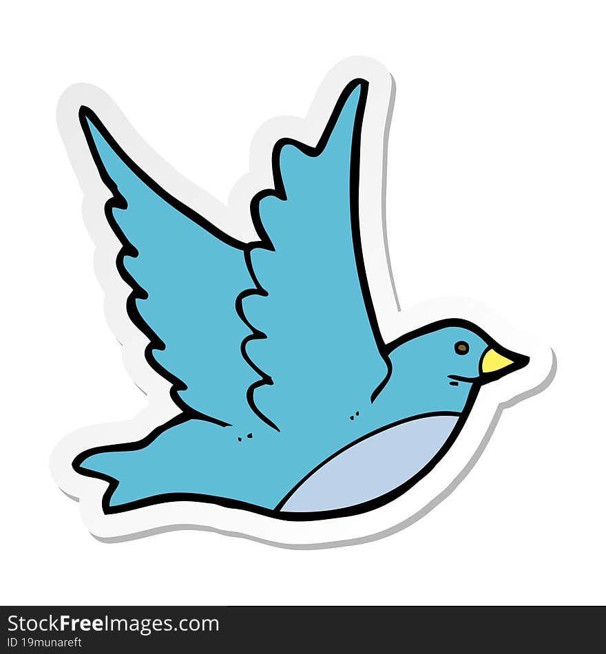 sticker of a cartoon flying bird