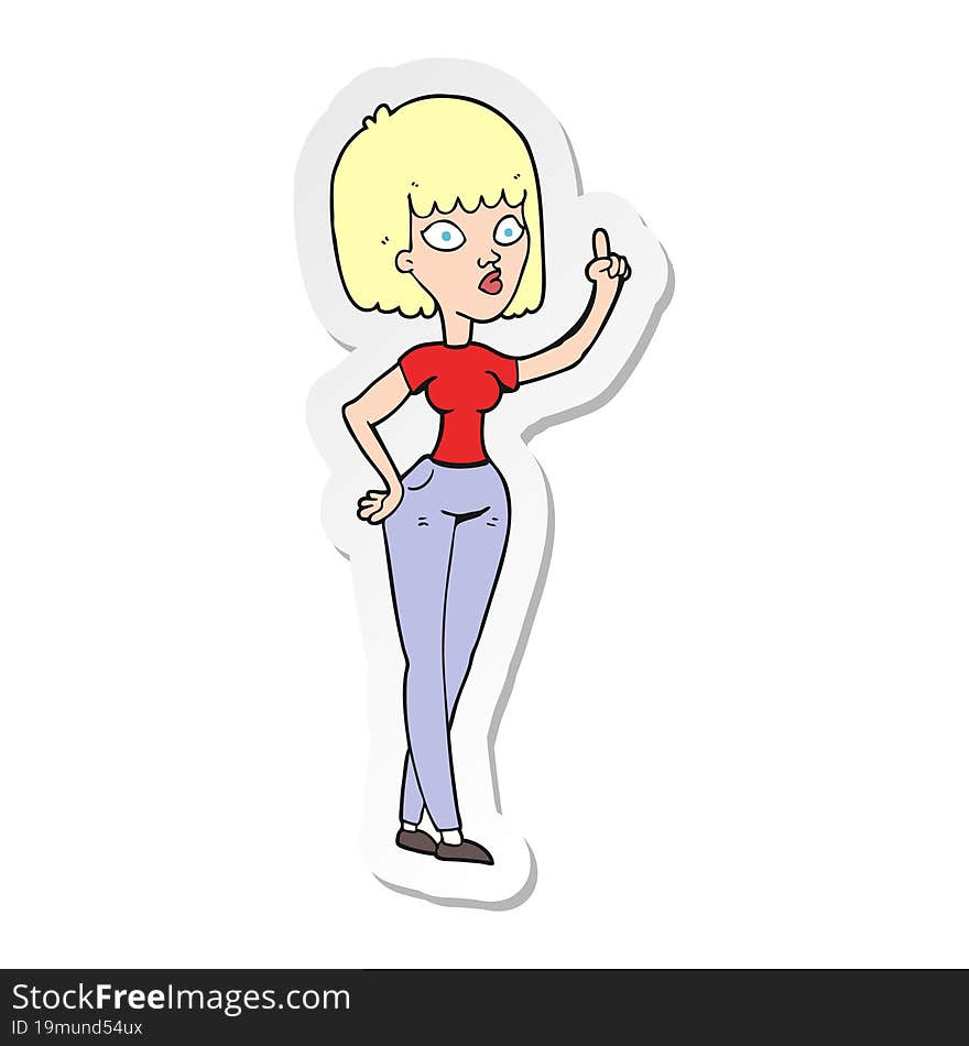 sticker of a cartoon woman with idea