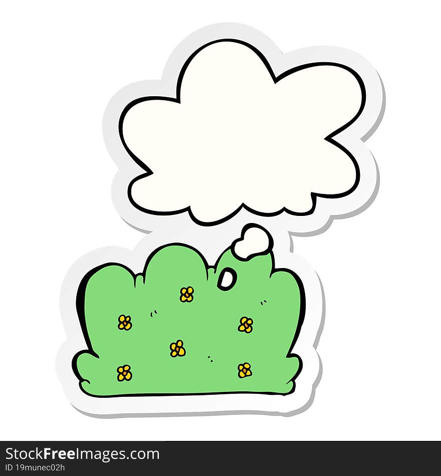 cartoon hedge and thought bubble as a printed sticker