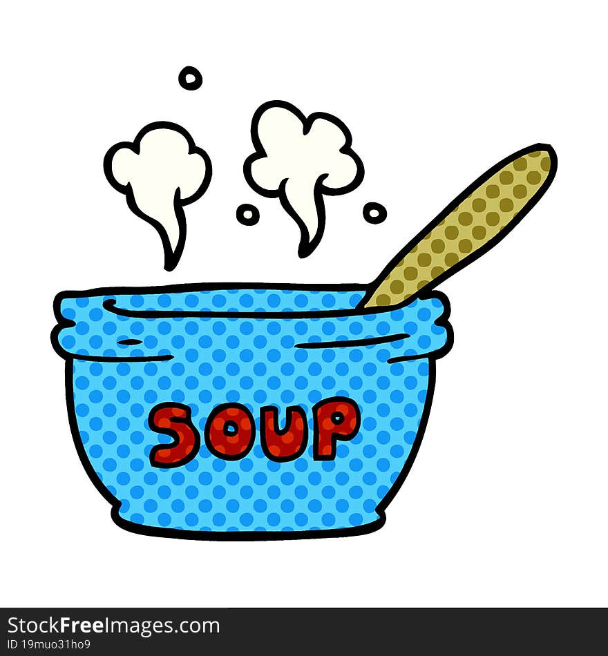 cartoon doodle of hot soup