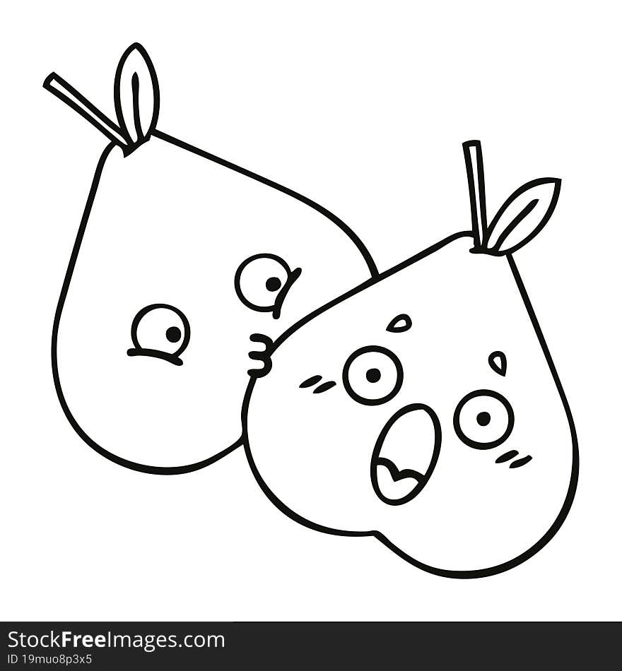 line drawing cartoon pears