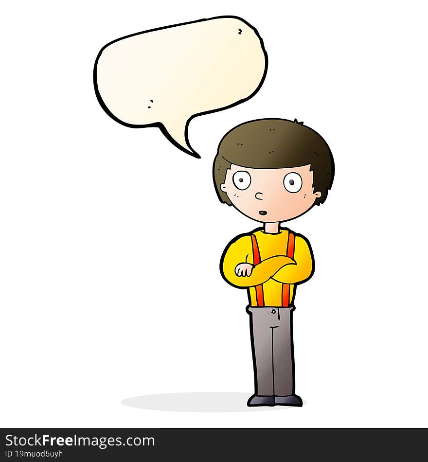 Cartoon Staring Boy With Speech Bubble