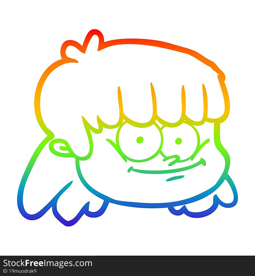 rainbow gradient line drawing cartoon female face