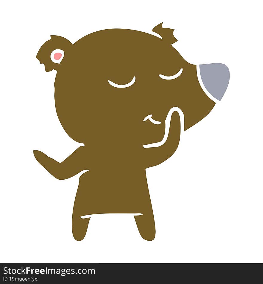 happy flat color style cartoon bear