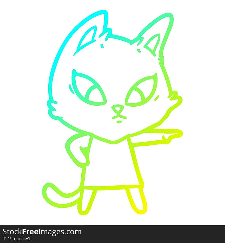 cold gradient line drawing confused cartoon cat