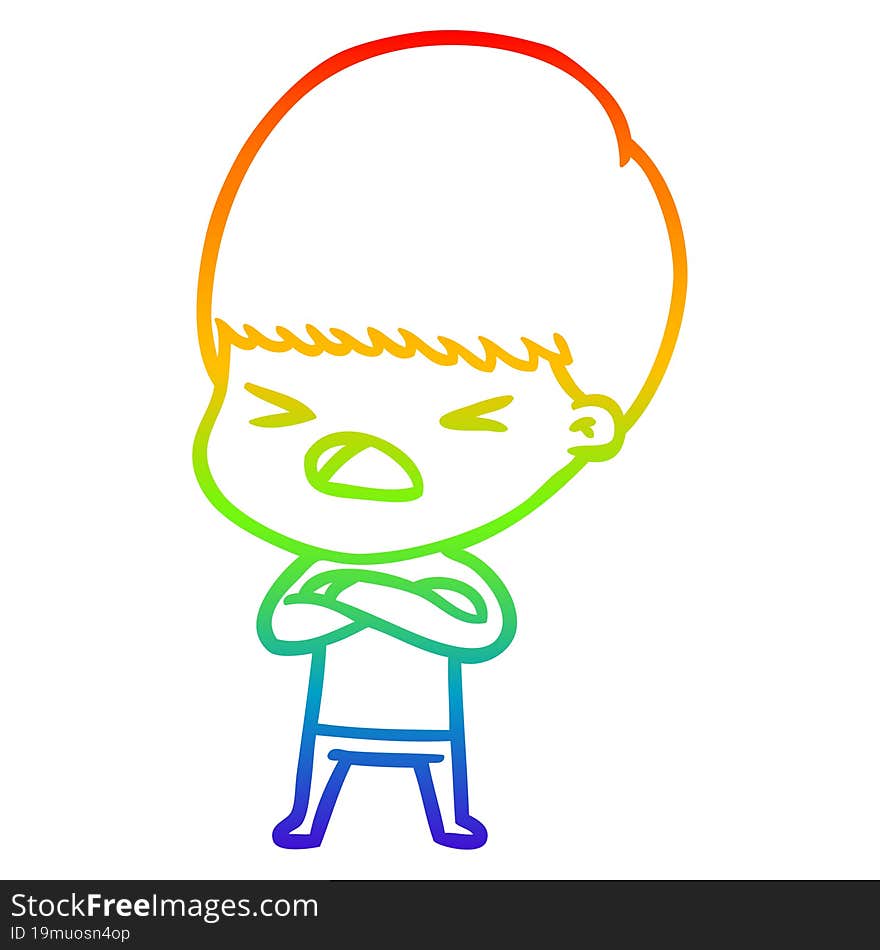 rainbow gradient line drawing cartoon stressed man