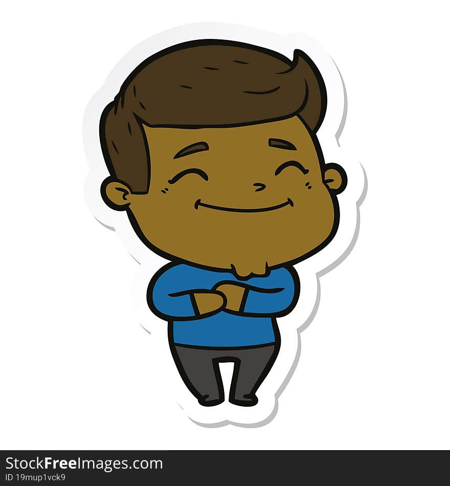 sticker of a happy cartoon man