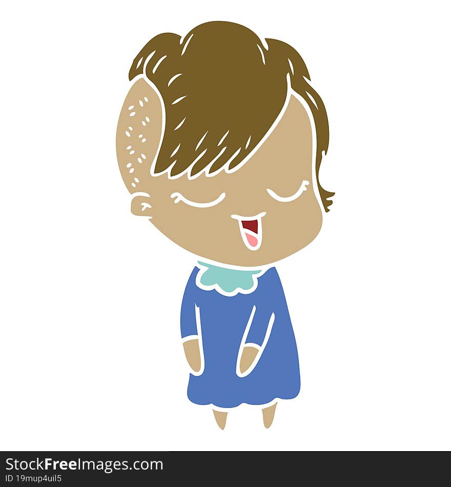 happy flat color style cartoon girl