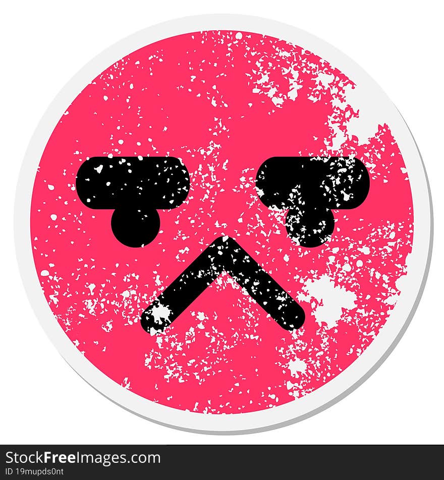 Displeased Face Circular Sticker