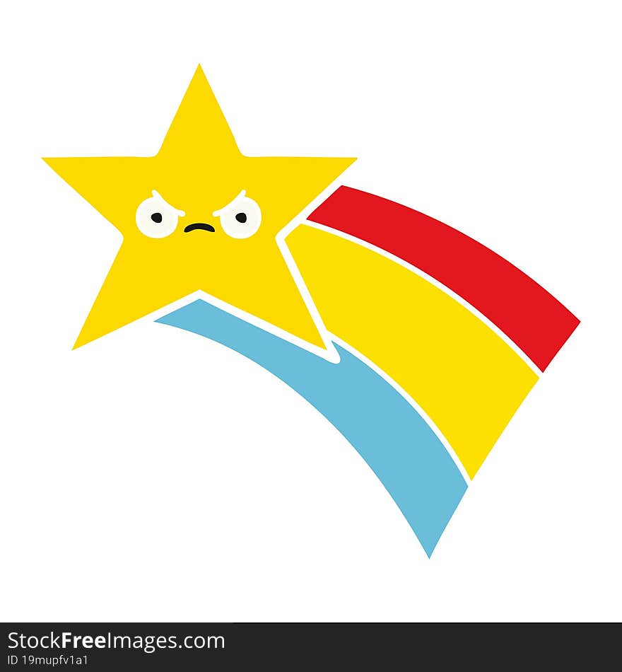 flat color retro cartoon shooting rainbow star