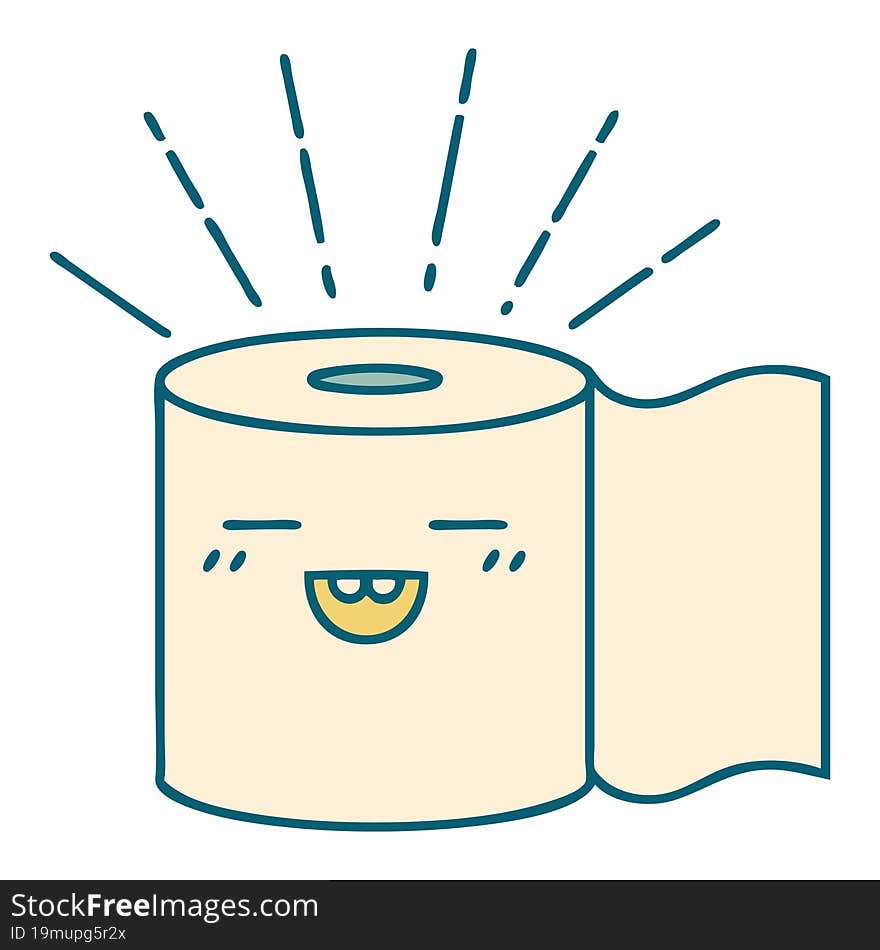 traditional tattoo style toilet paper character