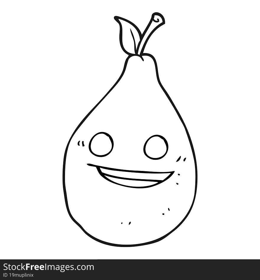 black and white cartoon pear