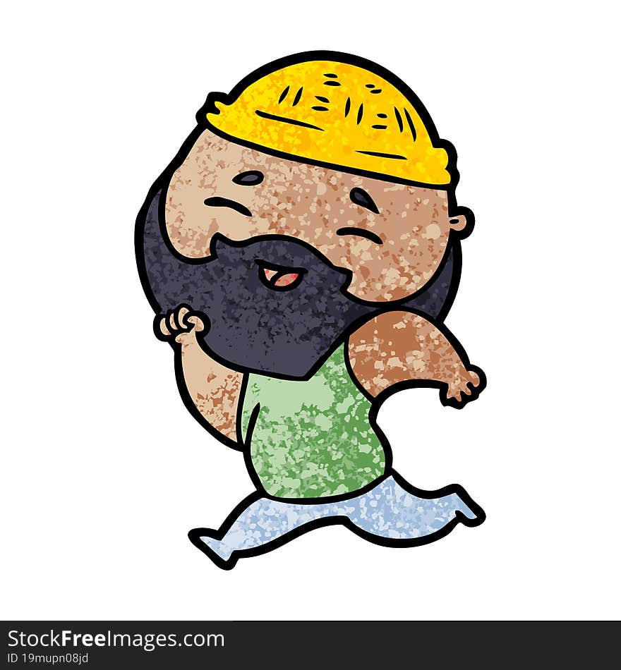 cartoon happy bearded man. cartoon happy bearded man