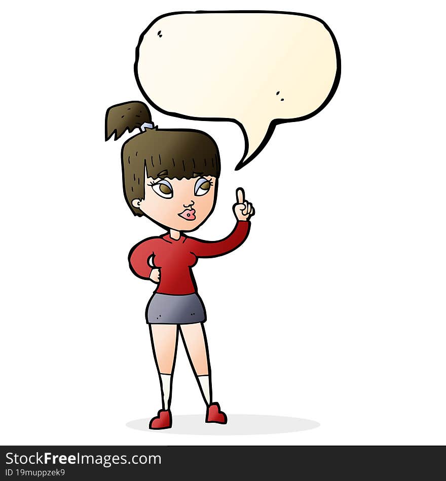 cartoon attractive girl with idea with speech bubble