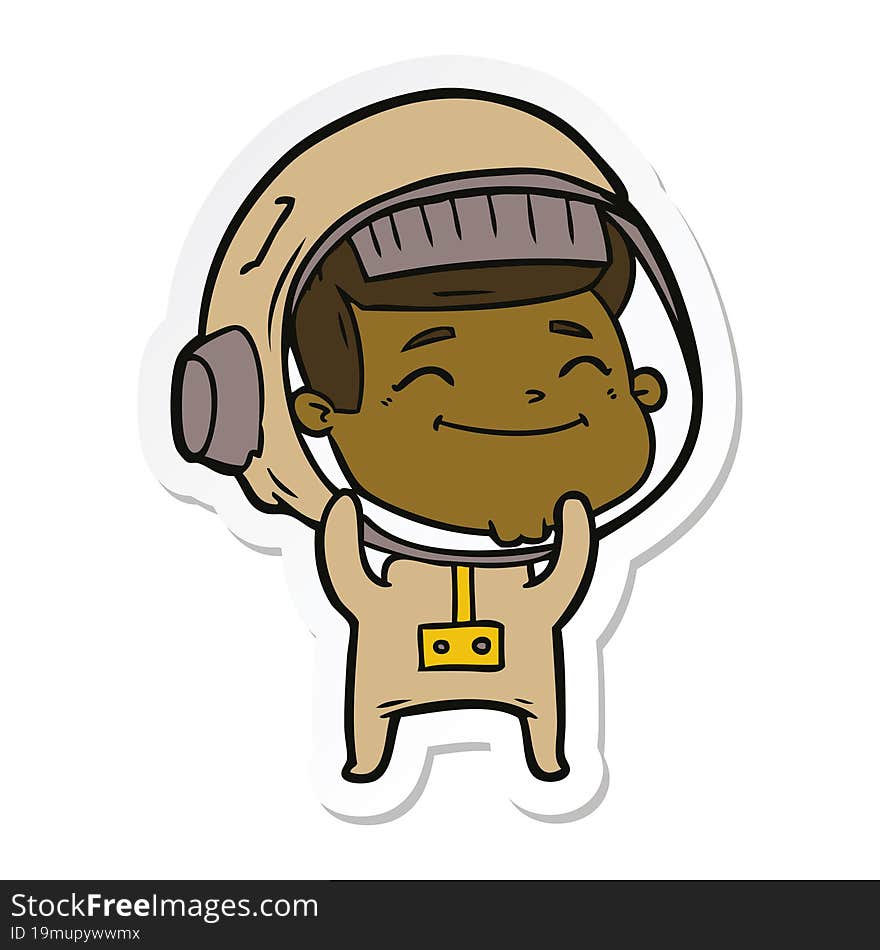 Sticker Of A Happy Cartoon Astronaut