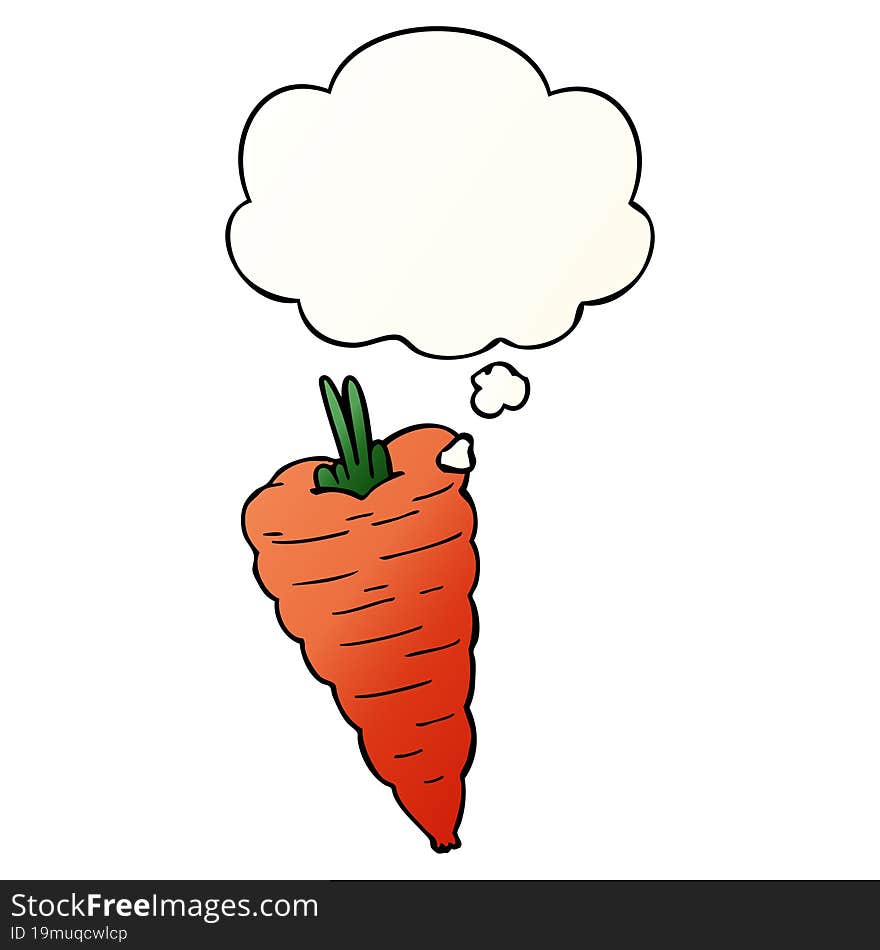 cartoon carrot and thought bubble in smooth gradient style