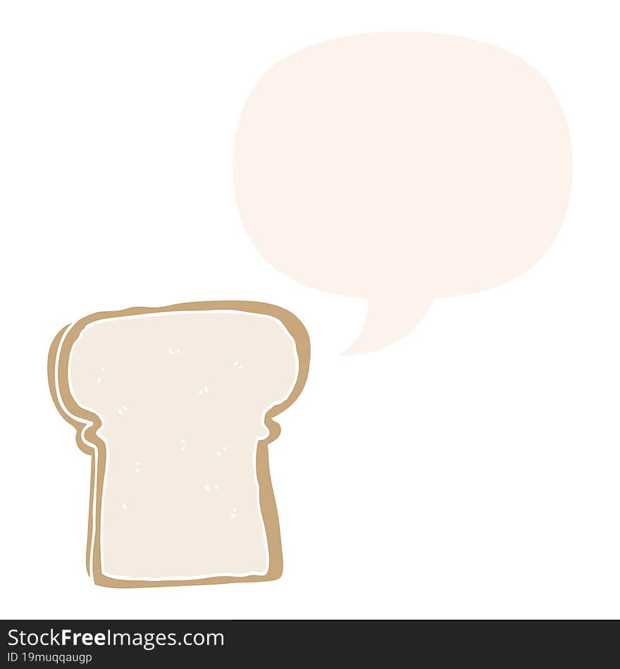 cartoon slice of bread and speech bubble in retro style