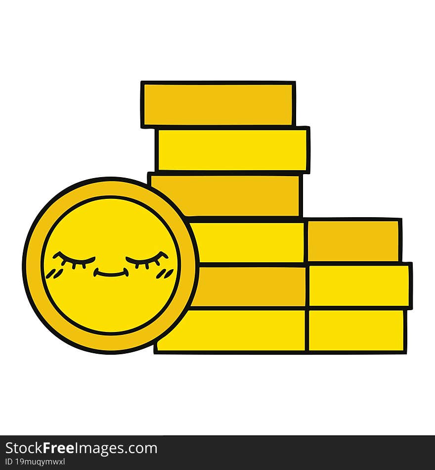 cute cartoon of a coins. cute cartoon of a coins