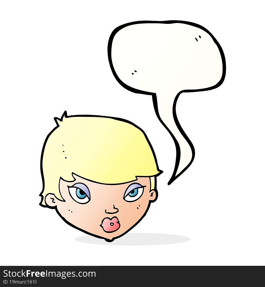 cartoon unimpressed woman with speech bubble