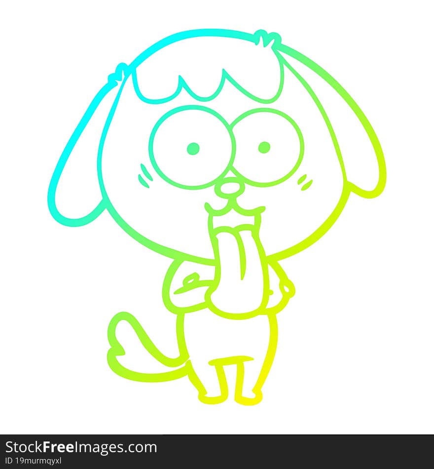 Cold Gradient Line Drawing Cute Cartoon Dog