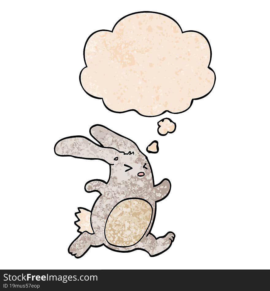 cartoon rabbit with thought bubble in grunge texture style. cartoon rabbit with thought bubble in grunge texture style