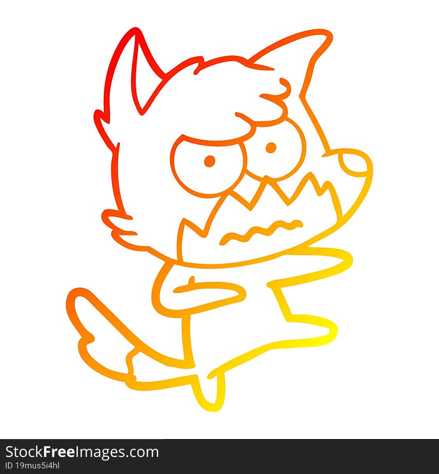 warm gradient line drawing cartoon annoyed fox