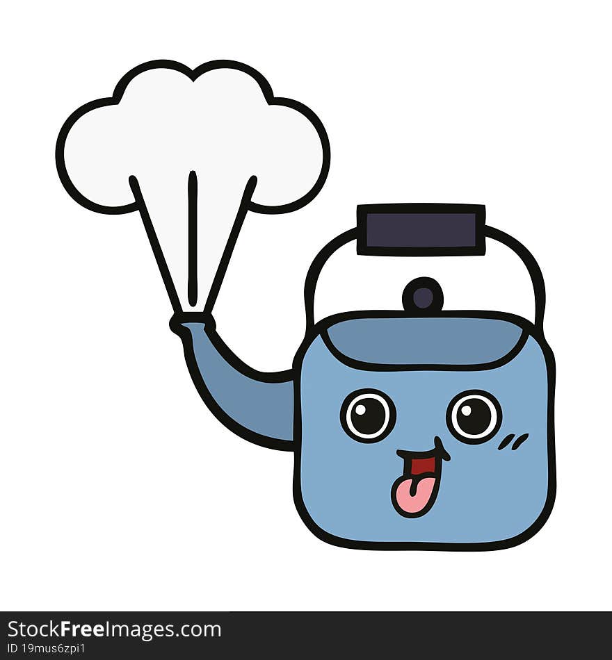 cute cartoon steaming kettle