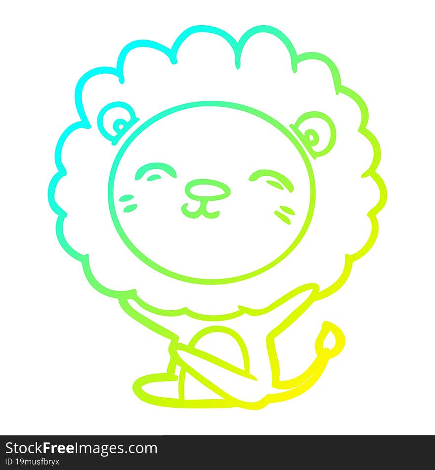 cold gradient line drawing of a cartoon lion