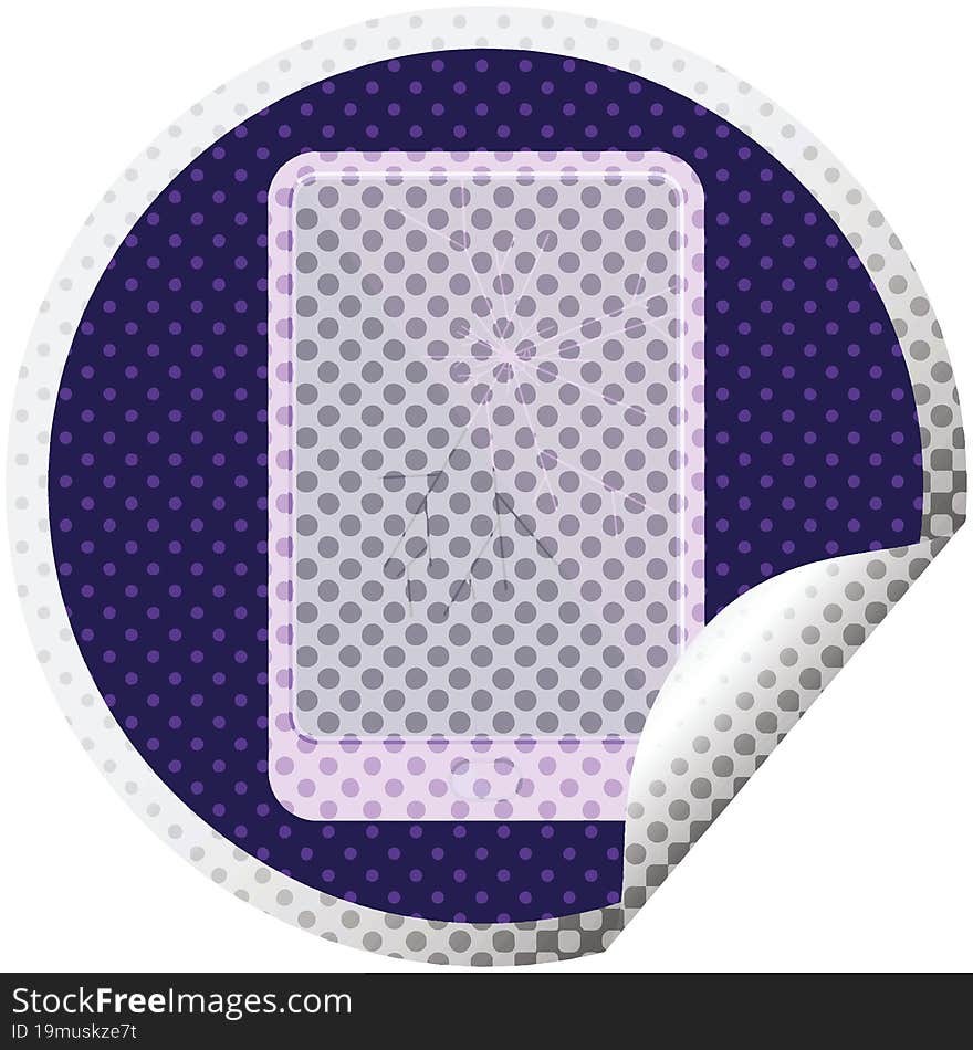 broken electronic tablet vector circular sticker