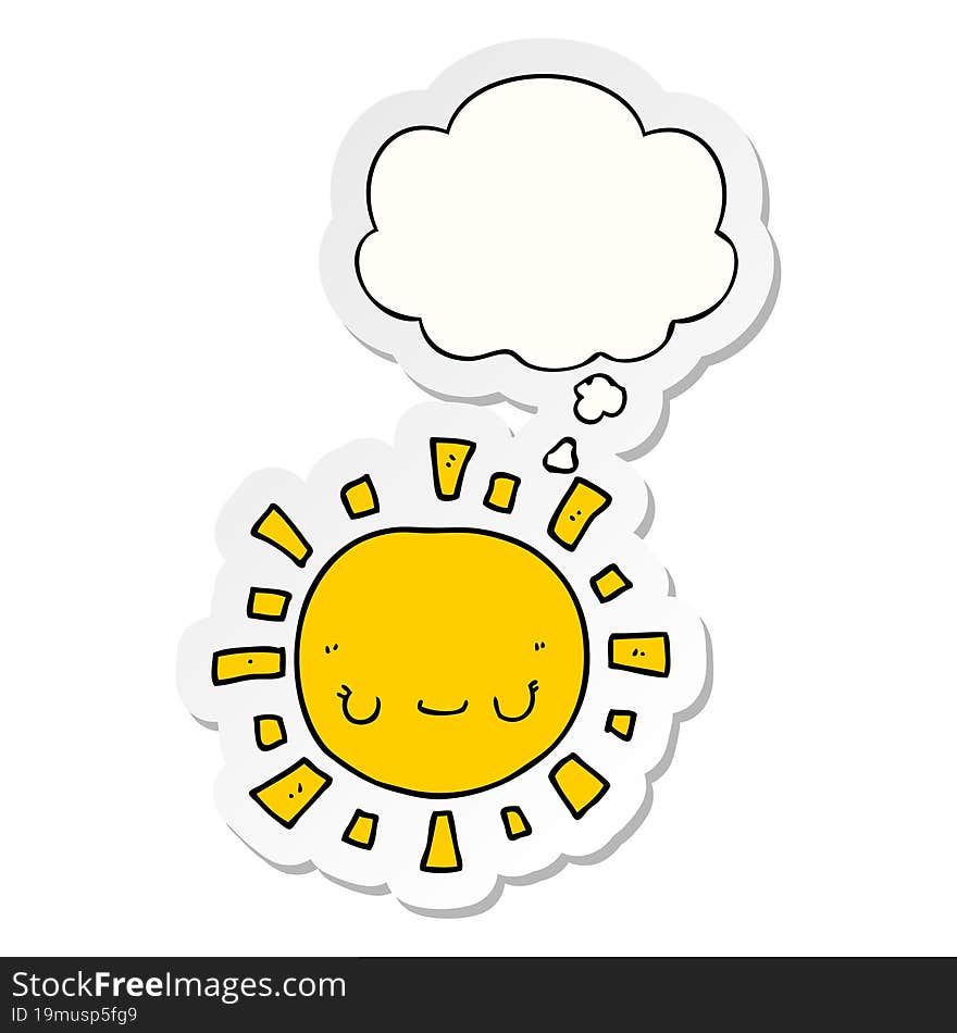 cartoon sun and thought bubble as a printed sticker