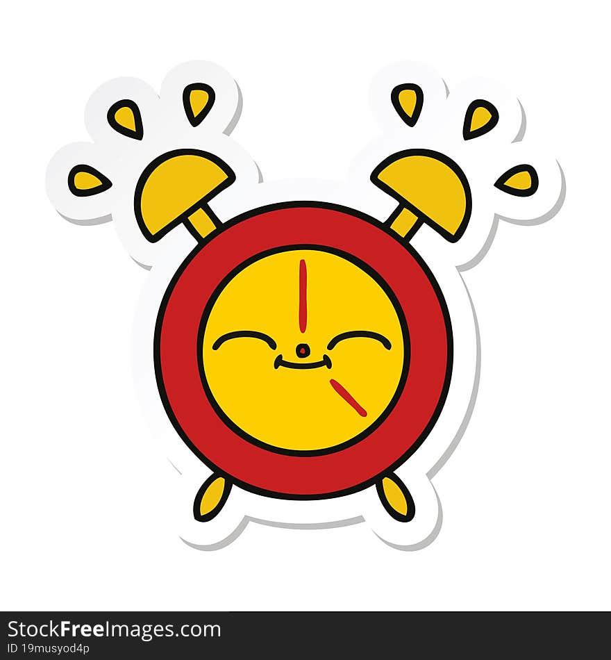 sticker of a cute cartoon alarm clock