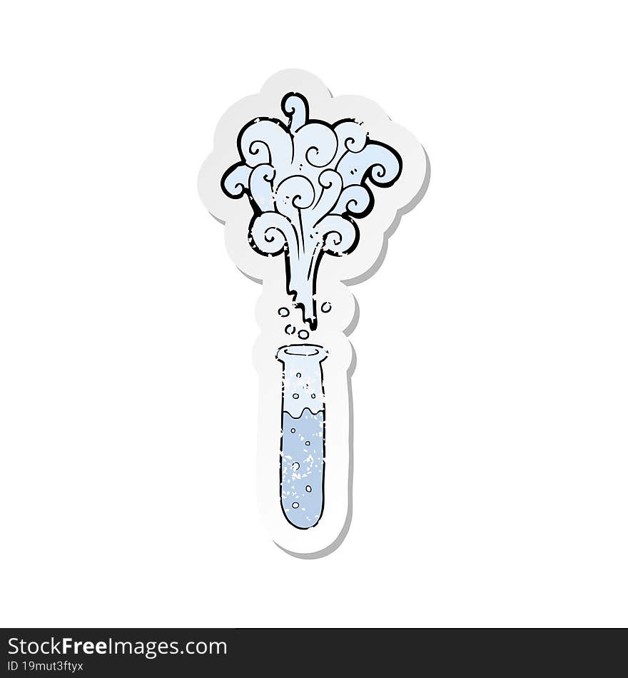 retro distressed sticker of a cartoon test tube