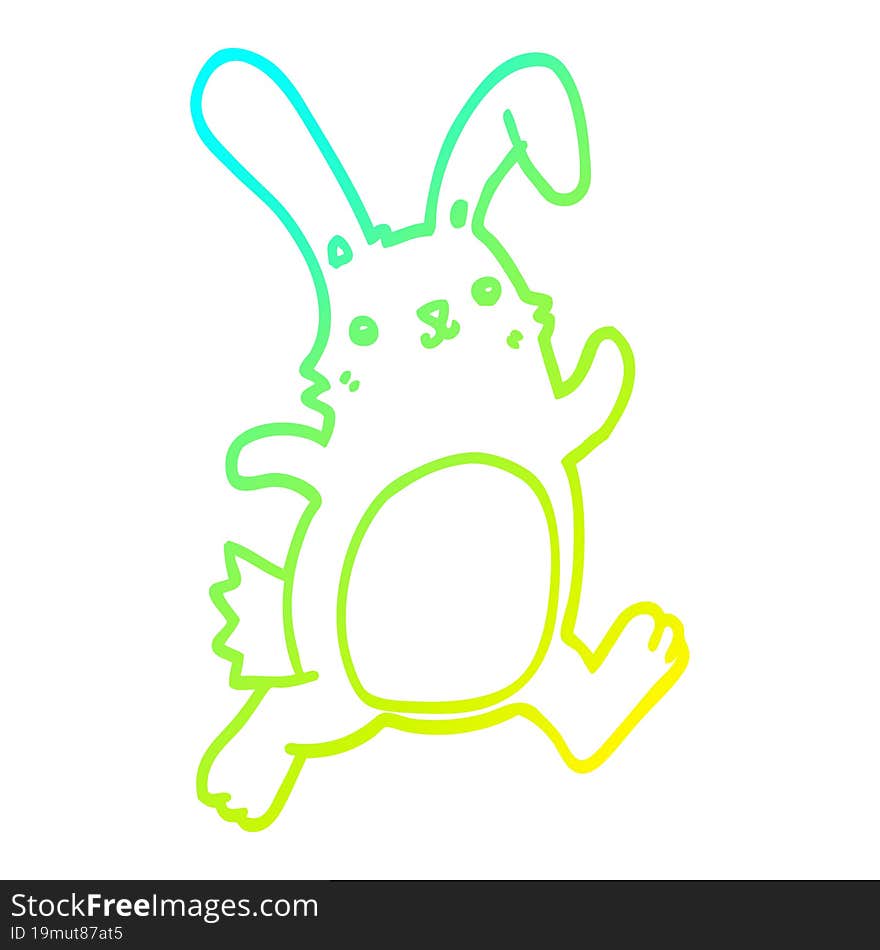 cold gradient line drawing of a cartoon rabbit running