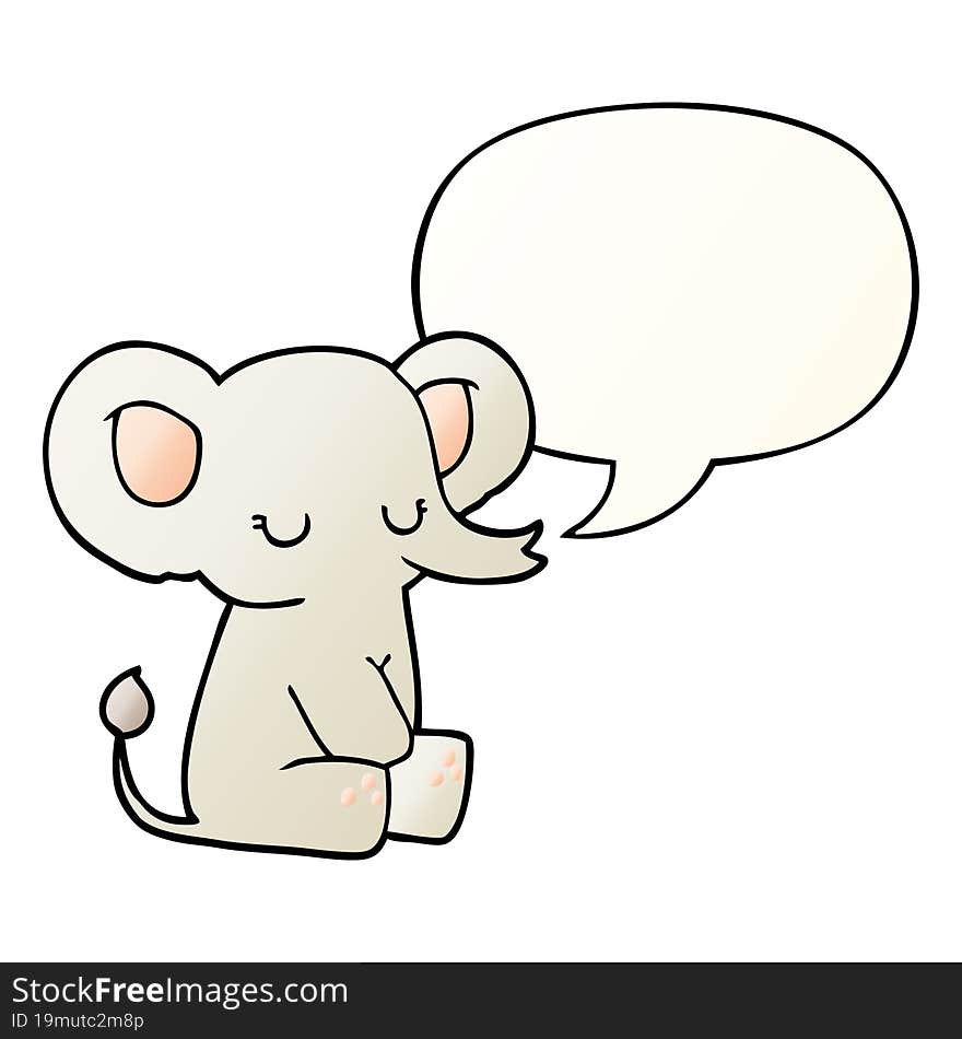 cartoon elephant and speech bubble in smooth gradient style