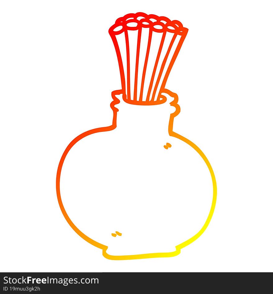 warm gradient line drawing cartoon reeds in vase