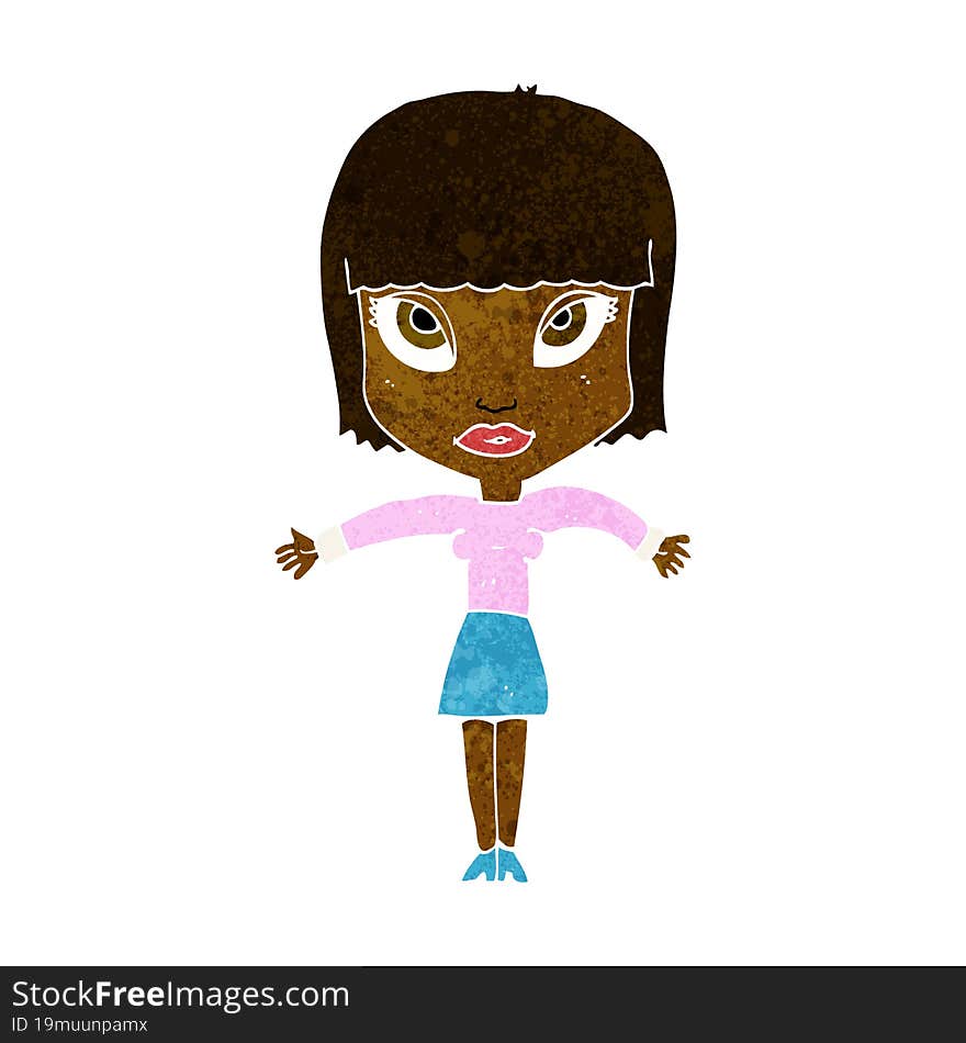 cartoon woman shrugging