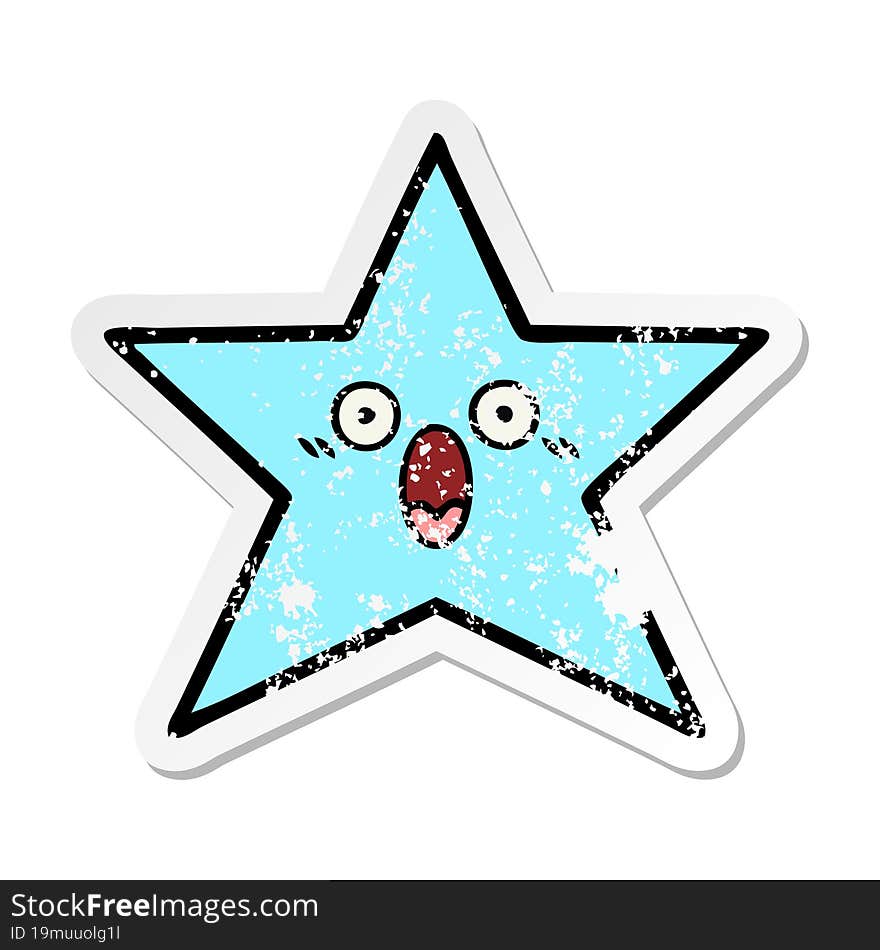 distressed sticker of a cute cartoon star fish