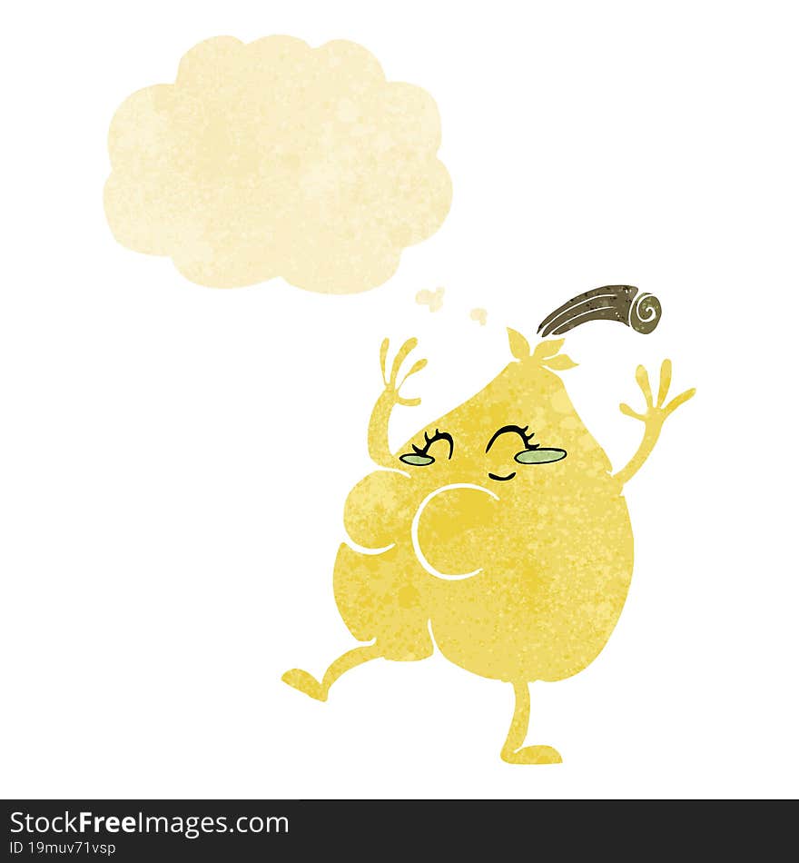 a nice pear cartoon with thought bubble