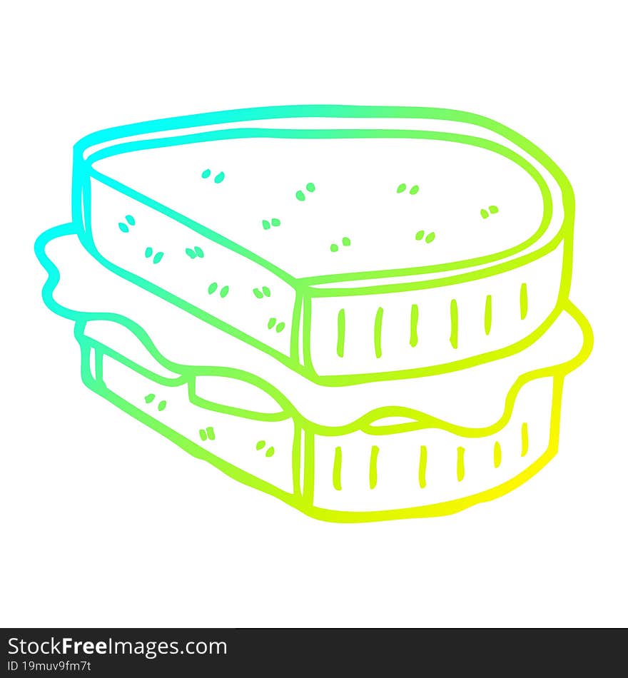 cold gradient line drawing of a cartoon loaded sandwich