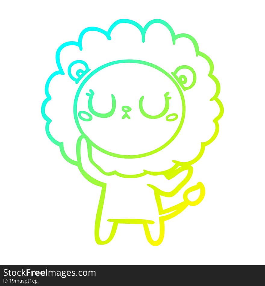 cold gradient line drawing cartoon lion