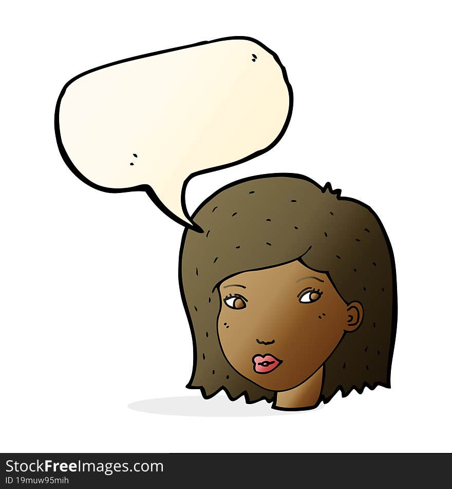 cartoon female face with speech bubble