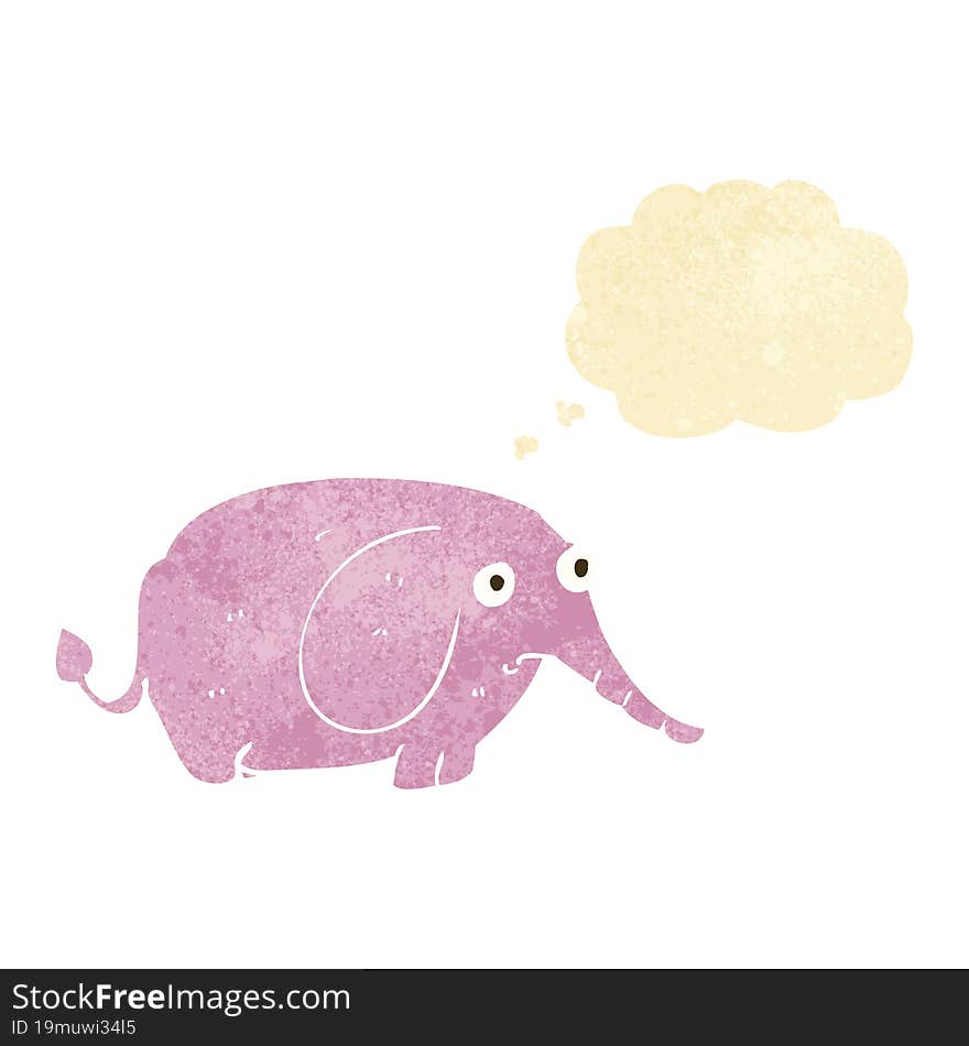 cartoon sad little elephant with thought bubble