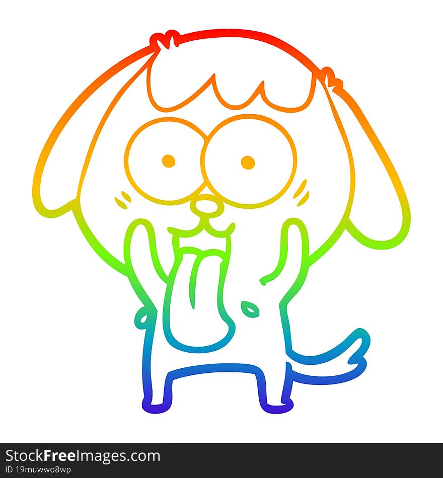 rainbow gradient line drawing of a cute cartoon dog