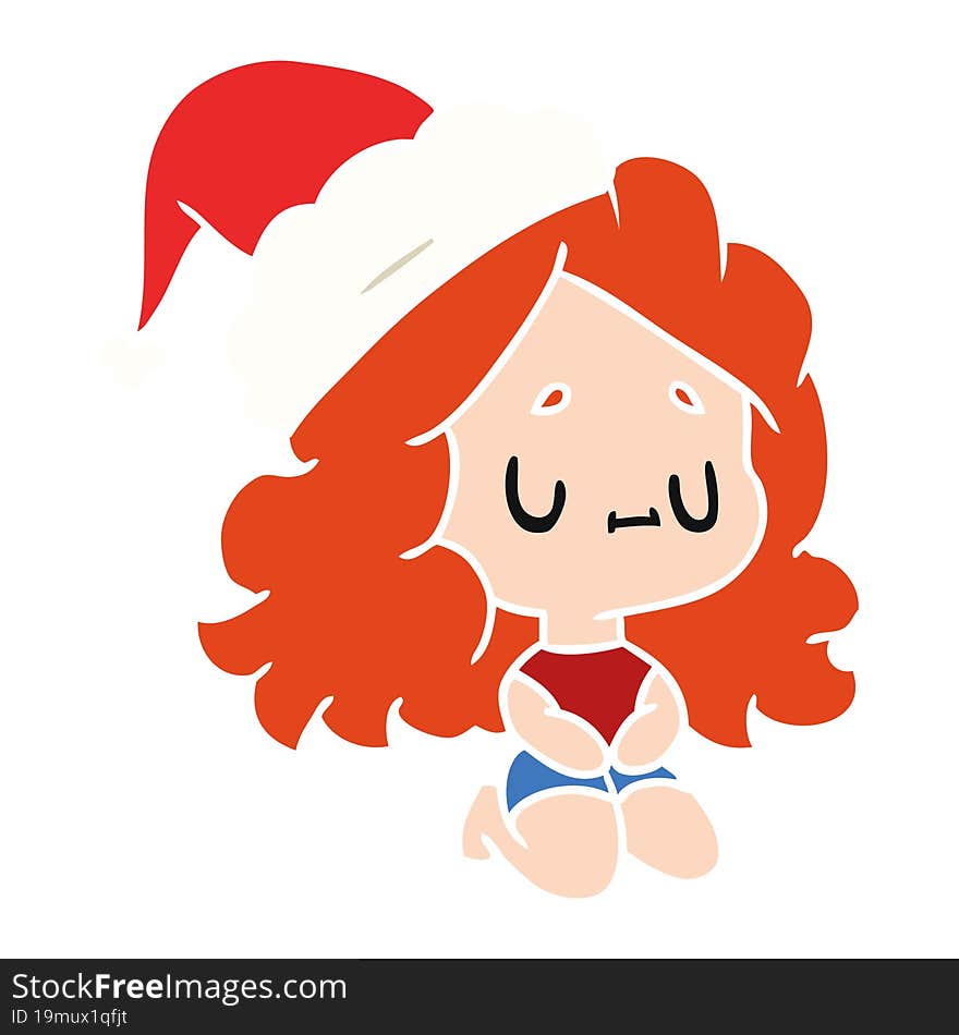 hand drawn christmas cartoon of kawaii girl