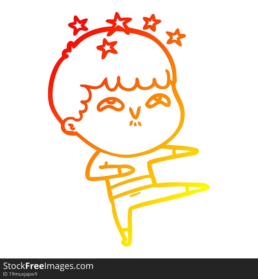 warm gradient line drawing cartoon amazed boy