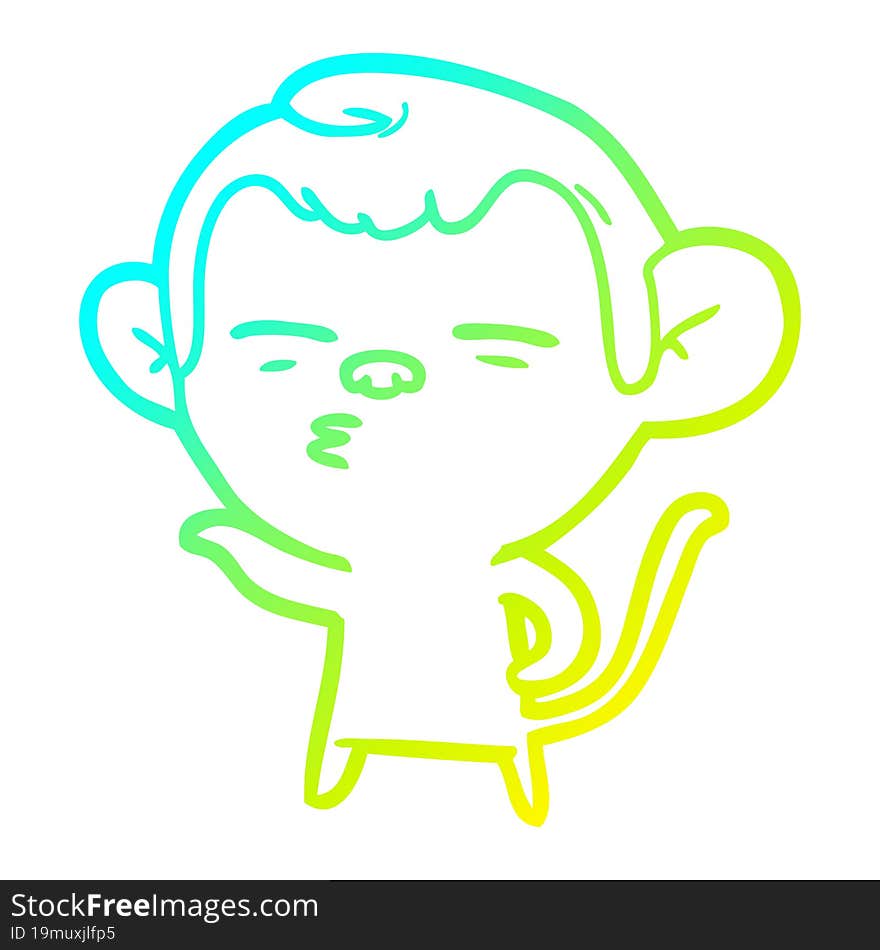 cold gradient line drawing cartoon suspicious monkey