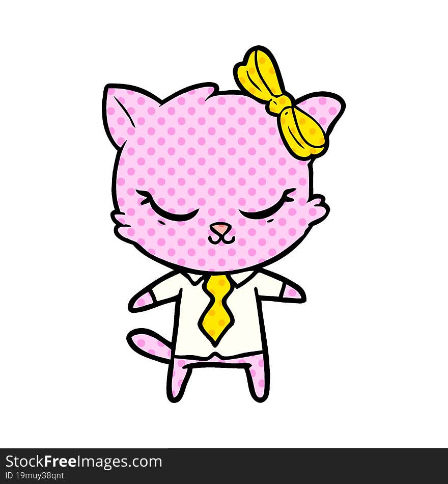 cute cartoon business cat with bow. cute cartoon business cat with bow